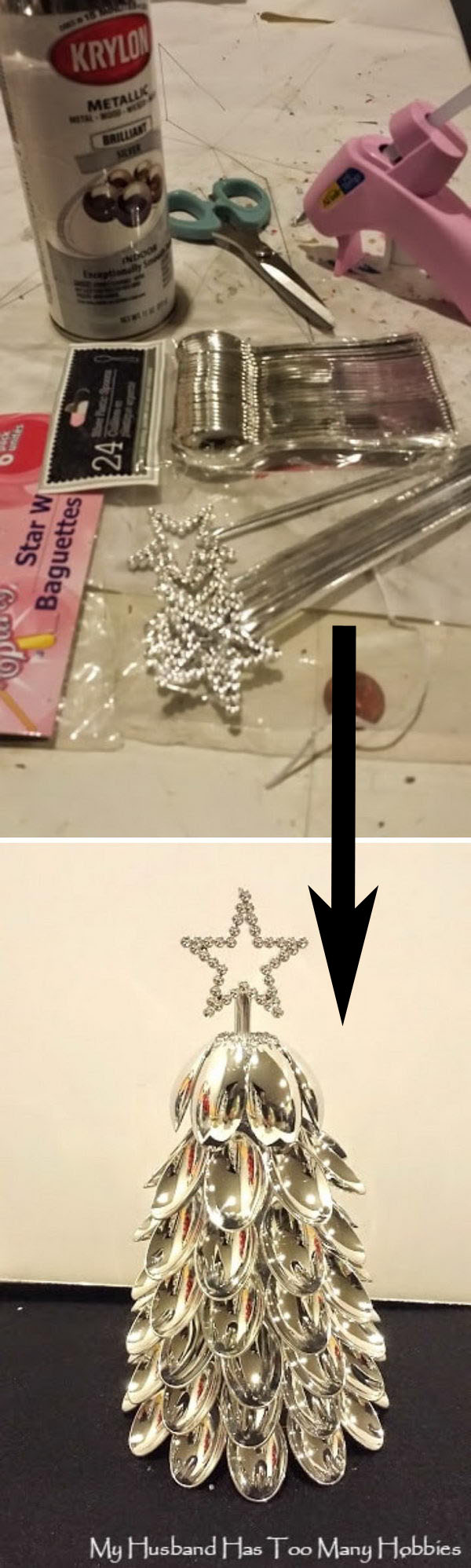 DIY Plastic Spoons Christmas Tree. 
