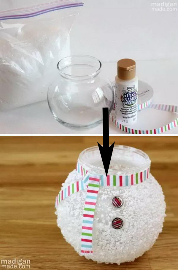 Epsom Salt Snowman Vase With a Fish Bowl. 