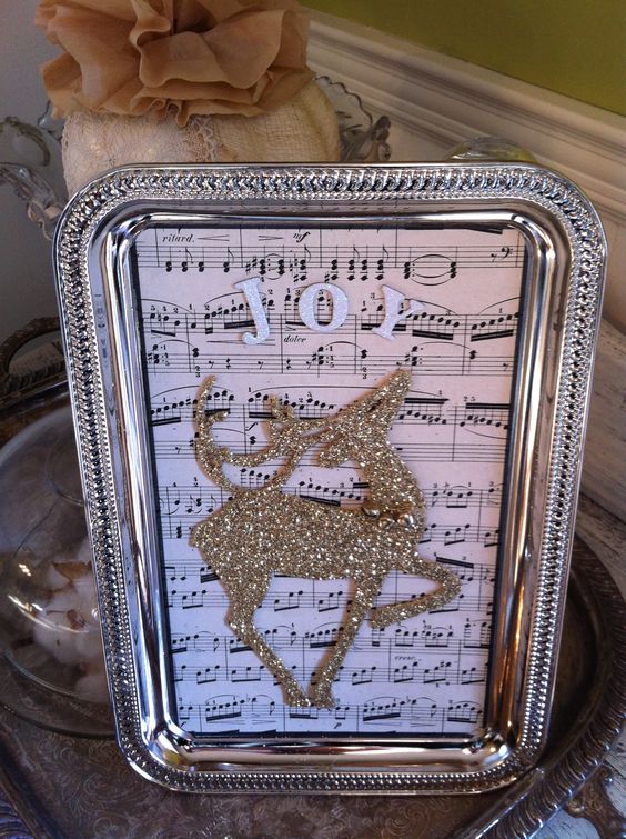 Dollar Tree Silver Tray & Reindeer. 