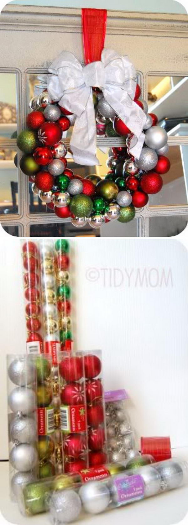 Dollar Tree Glass Ball Ornament Wreaths. 