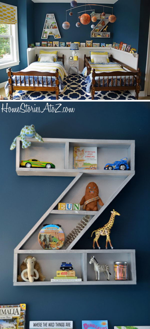 shelves boy bedroom