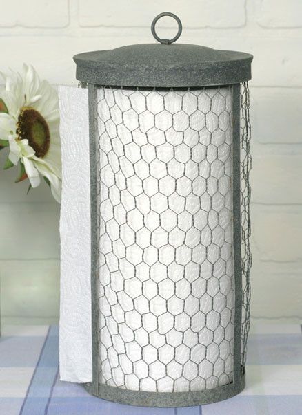 Chicken Wire Farmhouse Paper Towel Holder.