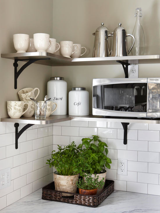 Functional Corner Shelves for Extra Space.