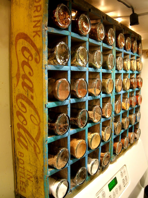 DIY Spice Rack Made From Old Coke Bottle Boxes.