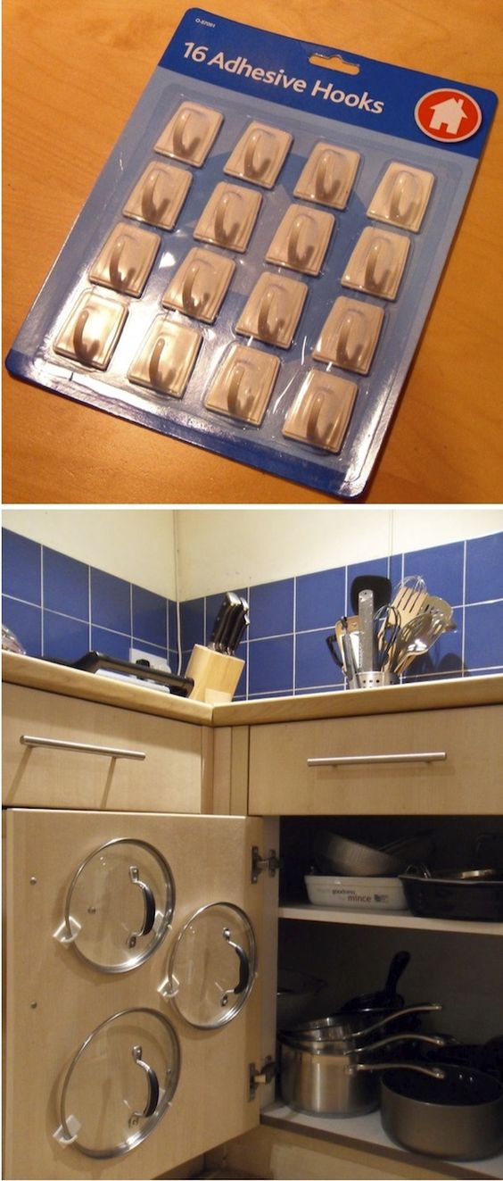 Adhesive Hooks Pot Lid Organizer.