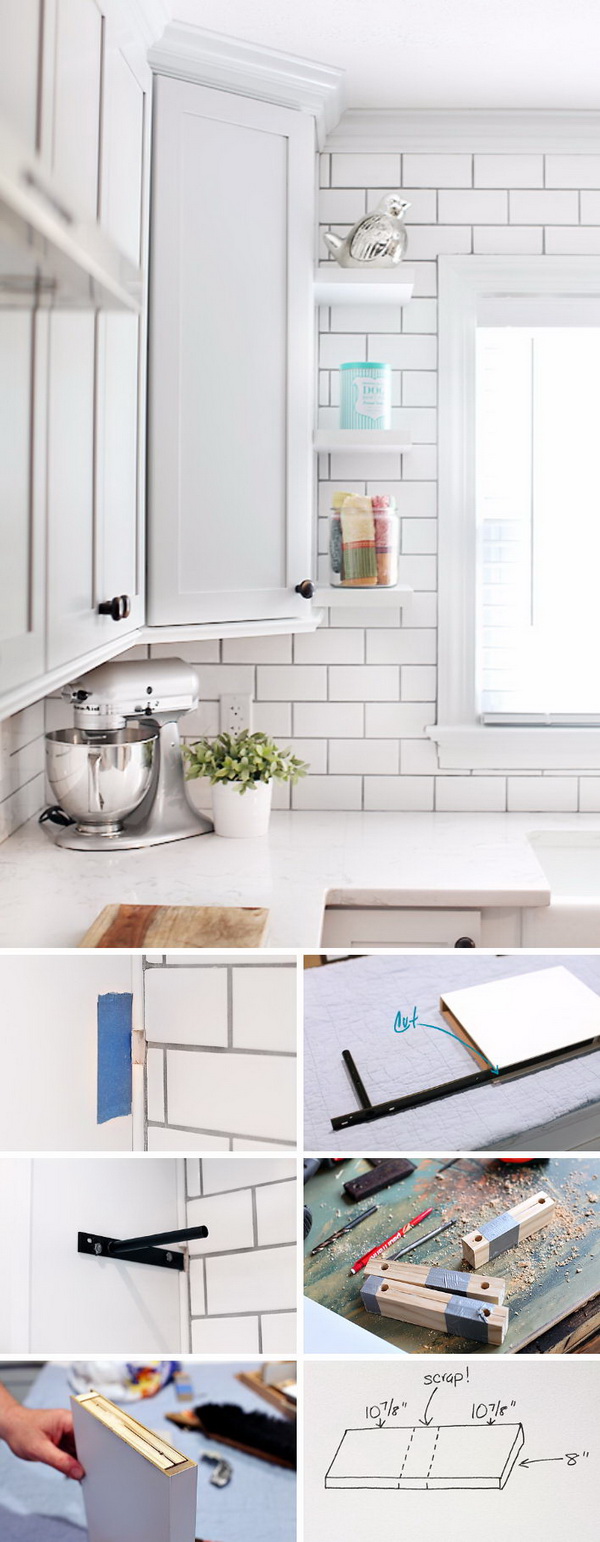 DIY Floating Shelves for Kitchen Cabinet.