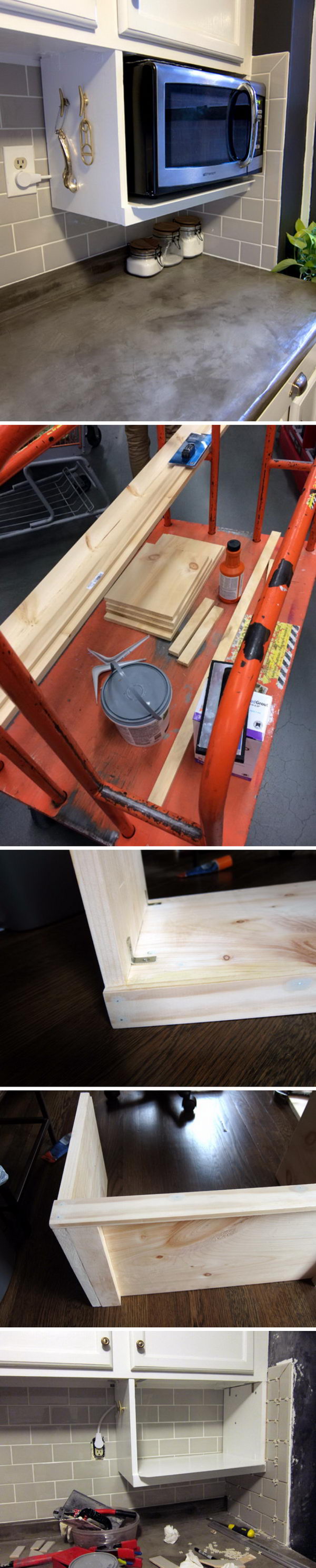 DIY Shelf for Extra Storage Under Kitchen Cabinet.