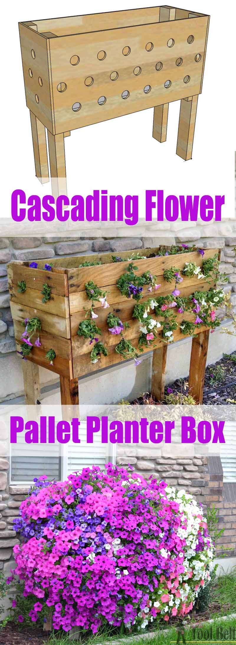 DIY Cascading Flower Pallet Planter Box.