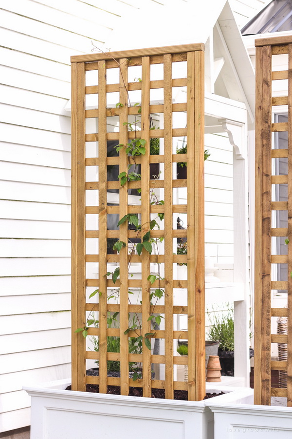 DIY Planter Box with Screen Trellis .