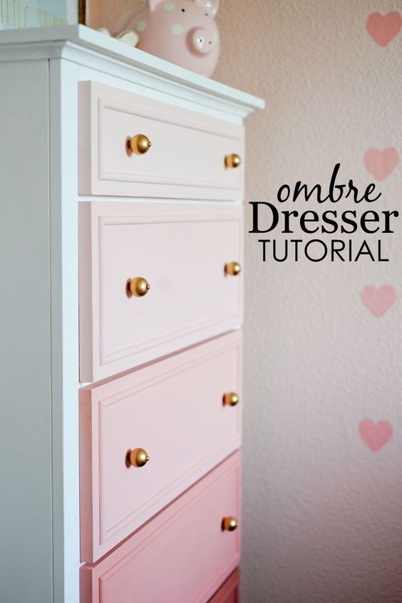 DIY Pink Ombre Painted Dresser.