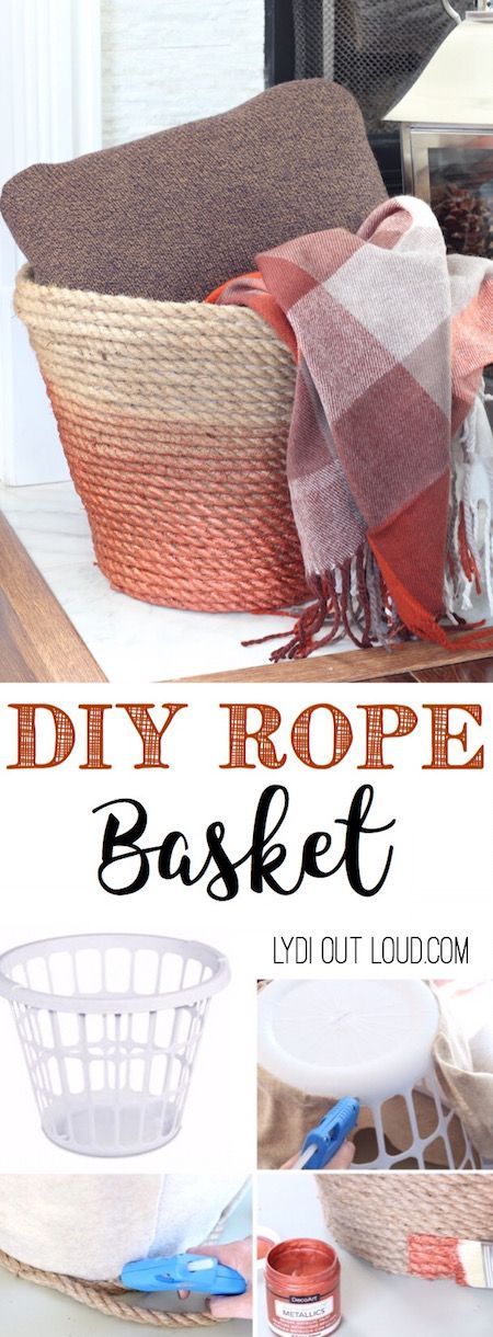 DIY Rope Throw Basket Made Out Of A Dollar Store Laundry.