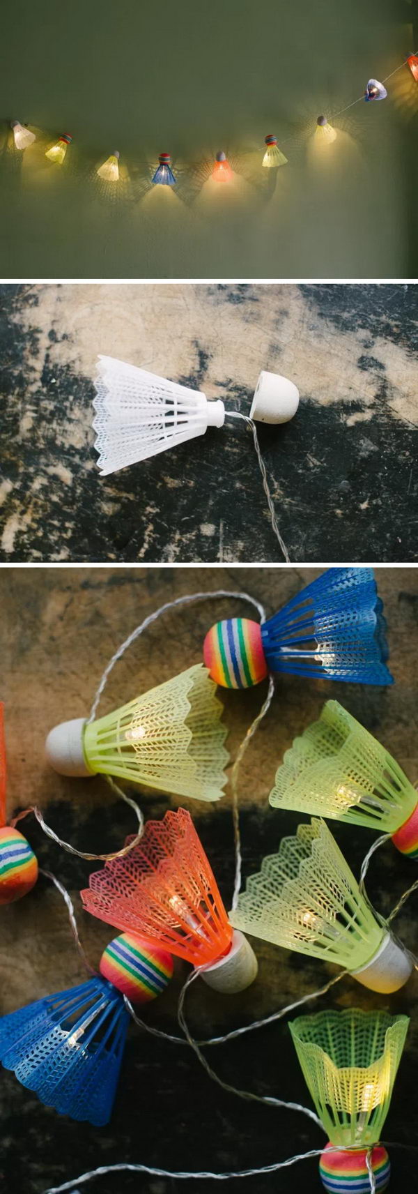 DIY Shuttlecock Lights Garland.