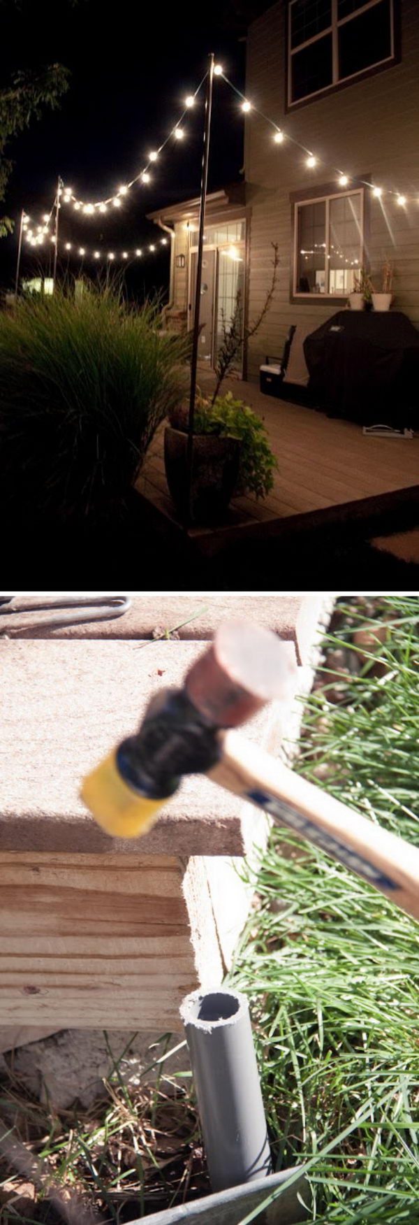 Easy And Cheap String Lights Around The Deck.