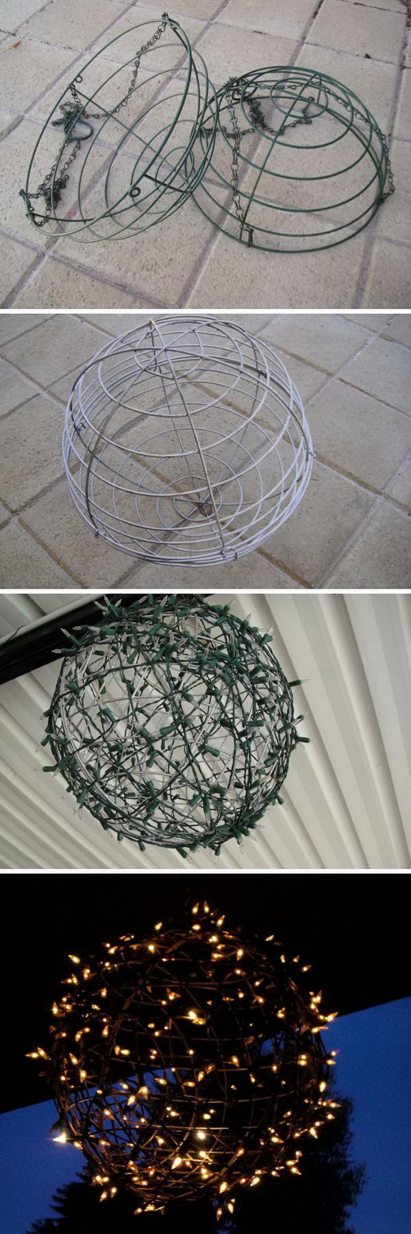 Fairy Light Globe Made Out Of Wire Baskets.