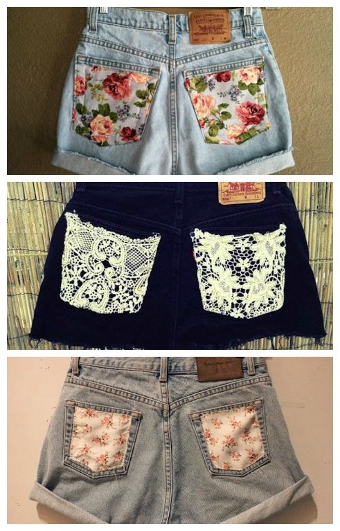 Add pretty fabrics or a bit of lace to transform a boring pair of shorts.