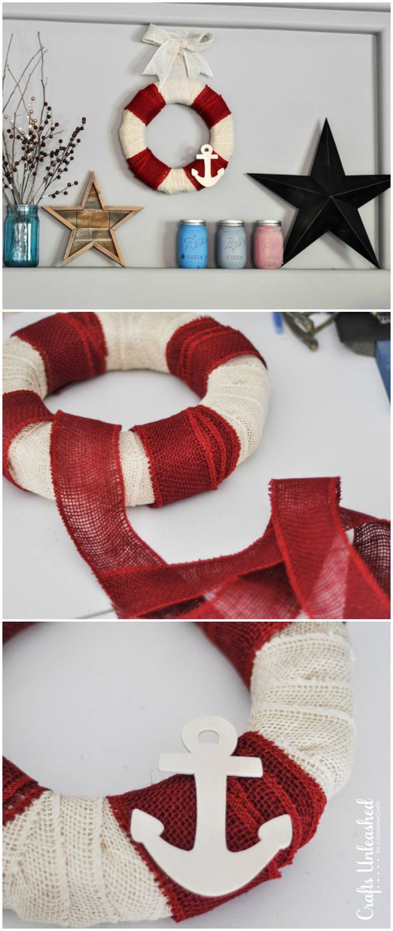 Nautical DIY Burlap Wreath in 5 Minutes.