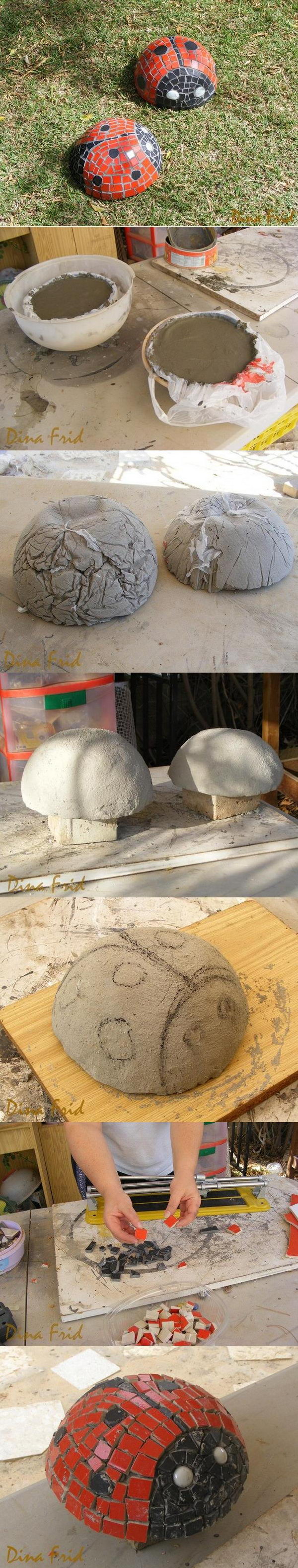 DIY Concrete Ladybug.