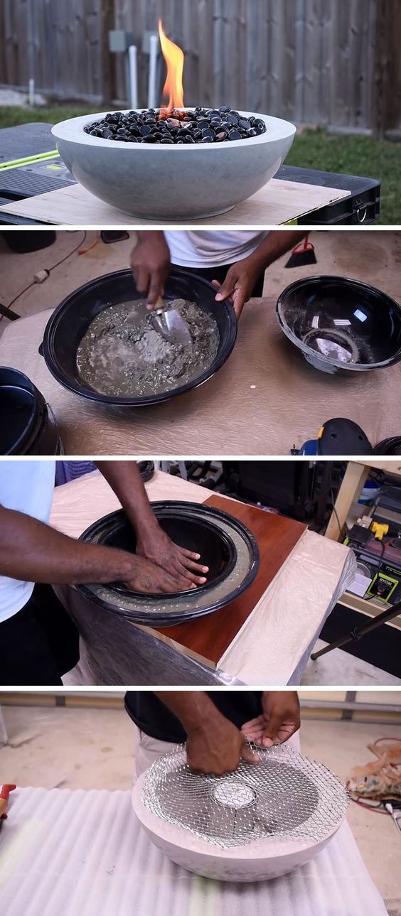 DIY Concrete Outdoor Fire Bowl .