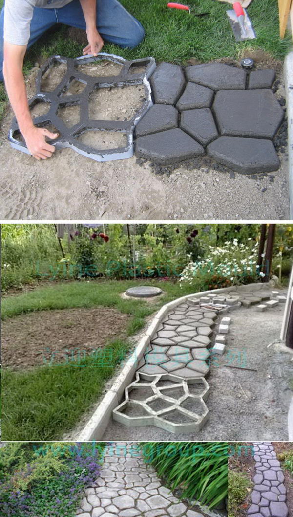 DIY Cobblestone Look Concrete Pathway.