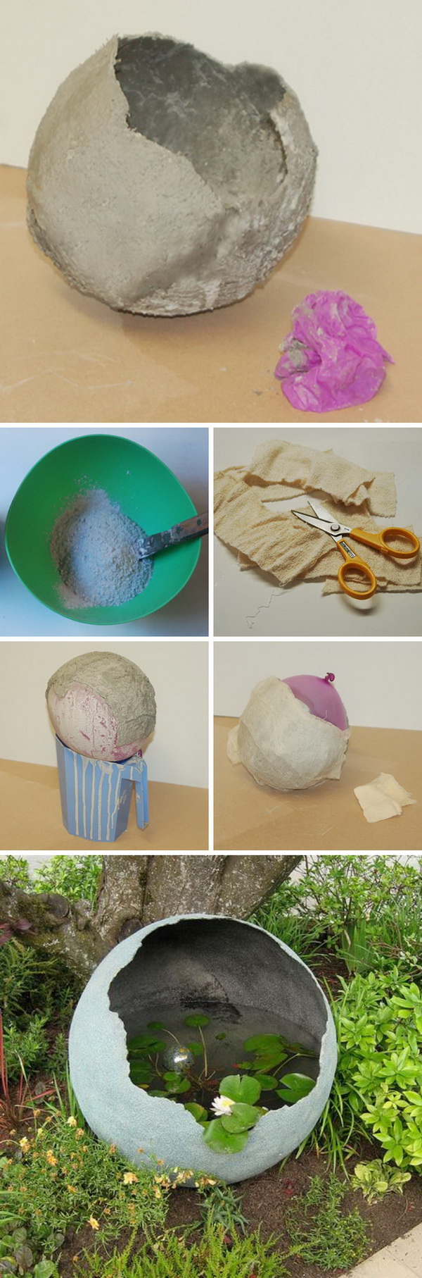 DIY Concrete Sphere Water Feature.