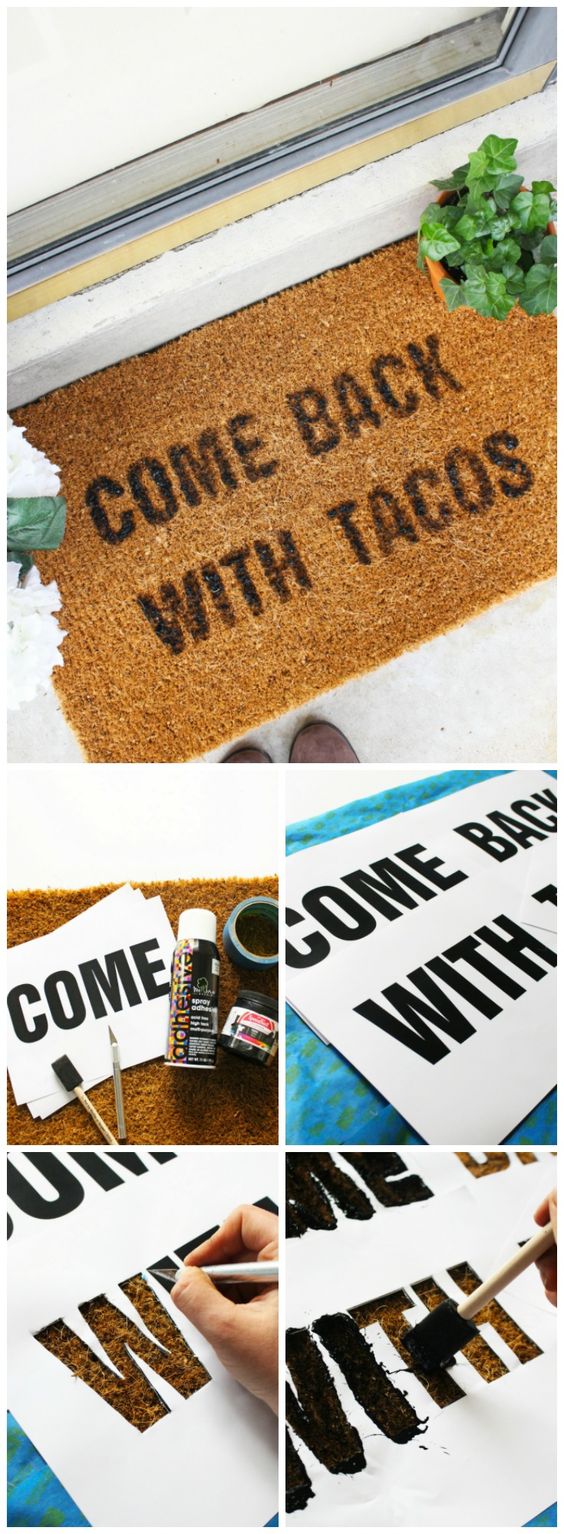 Decorate Your Front Porch or Patio with This Doormat Quote DIY.