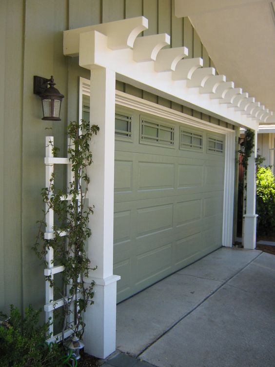 Add Character to the Garage with Arbor Painted to Match House Trim.