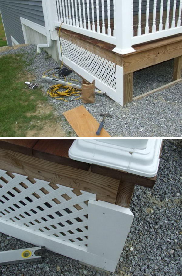Add to Finishing Touches to Your Deck with DIY Lattice Porch Skirt.