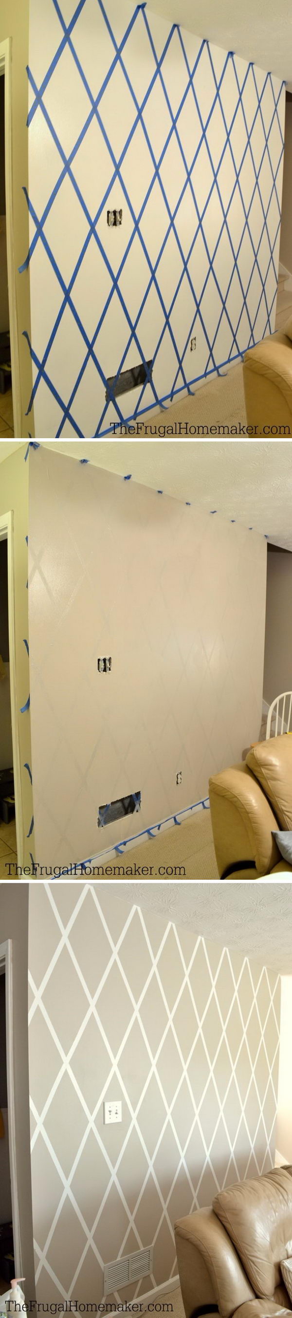 Diamond Accent Wall Using Scotchblue Tape. 