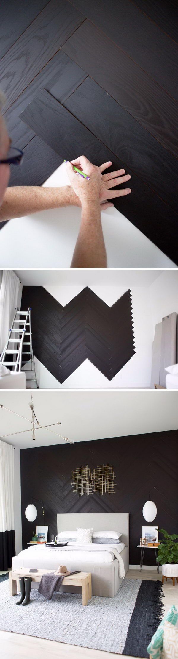 DIY Herringbone Wall With Stikwood. 