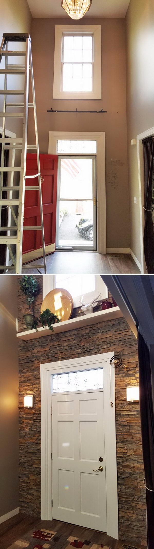 Eye Catching Regency Stacked Stone Faux Panels Accent Wall. 