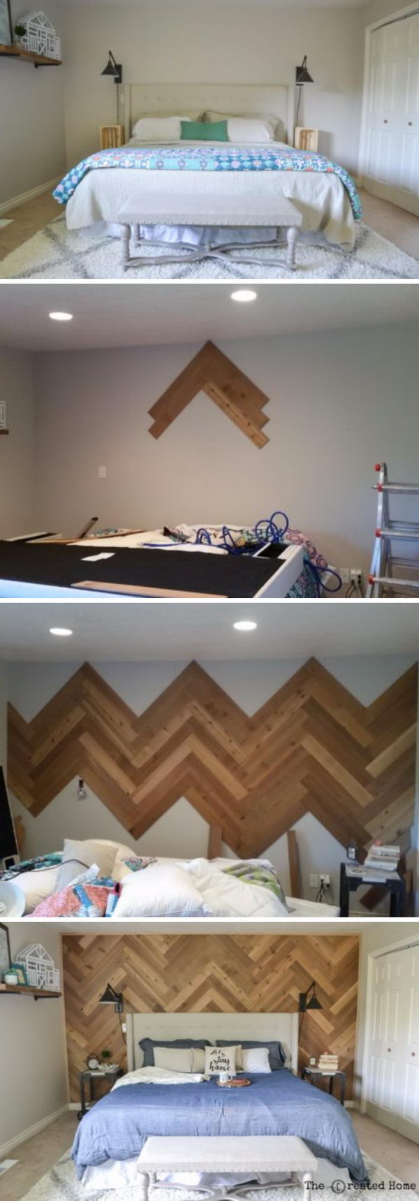 DIY Reclaimed Herringbone Accent Wall. 