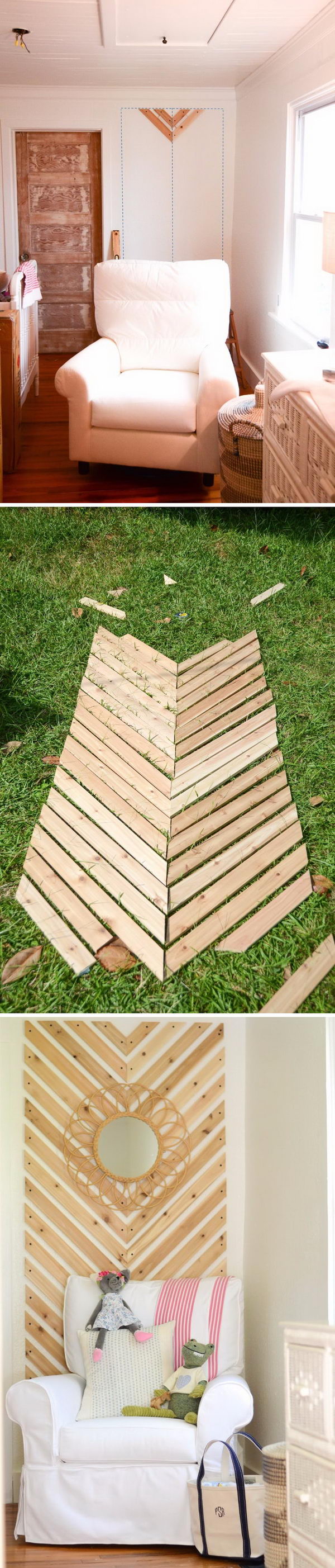 Chevron Herringbone Accent Wall. 