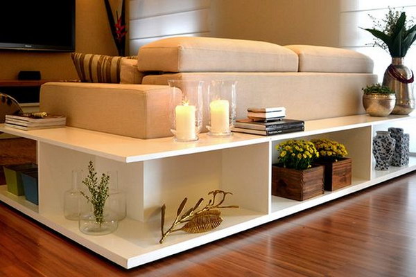 Stylish Shelving Behind the Couch.