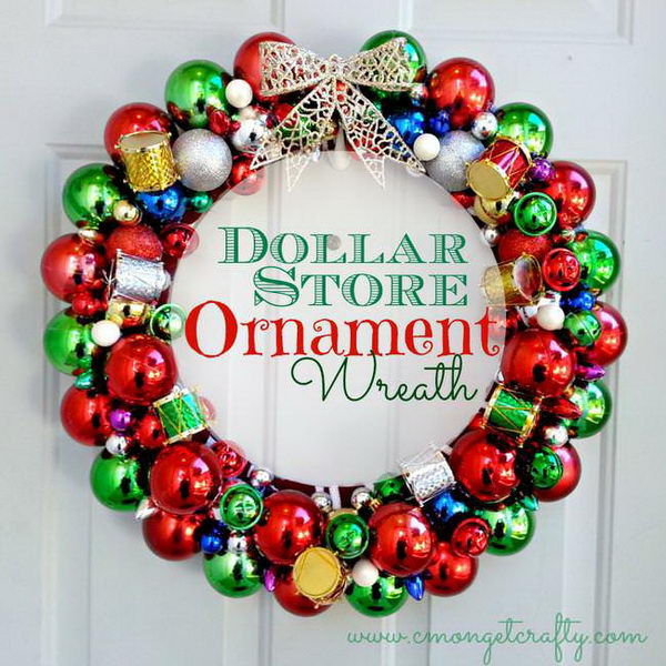 DIY Dollar Store Ornament Wreath.