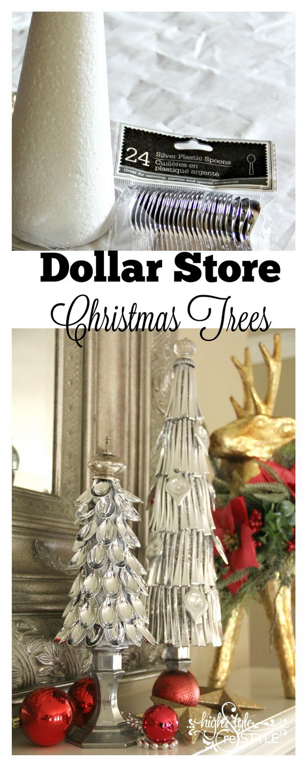 Dollar Store Silver Spoon Christmas Trees.