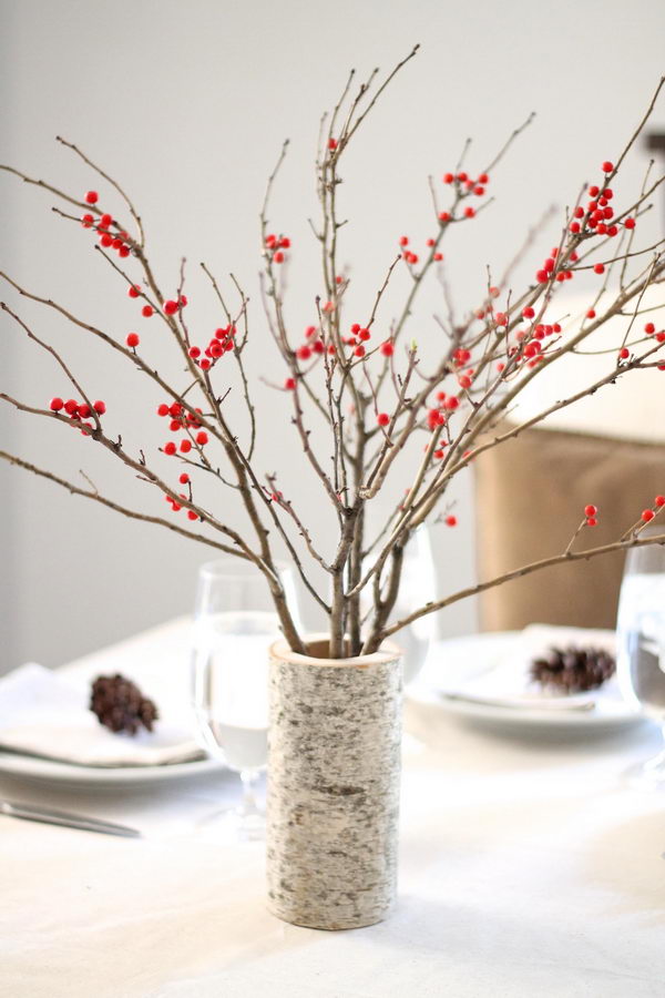 DIY Berry And Birch Table Setting.