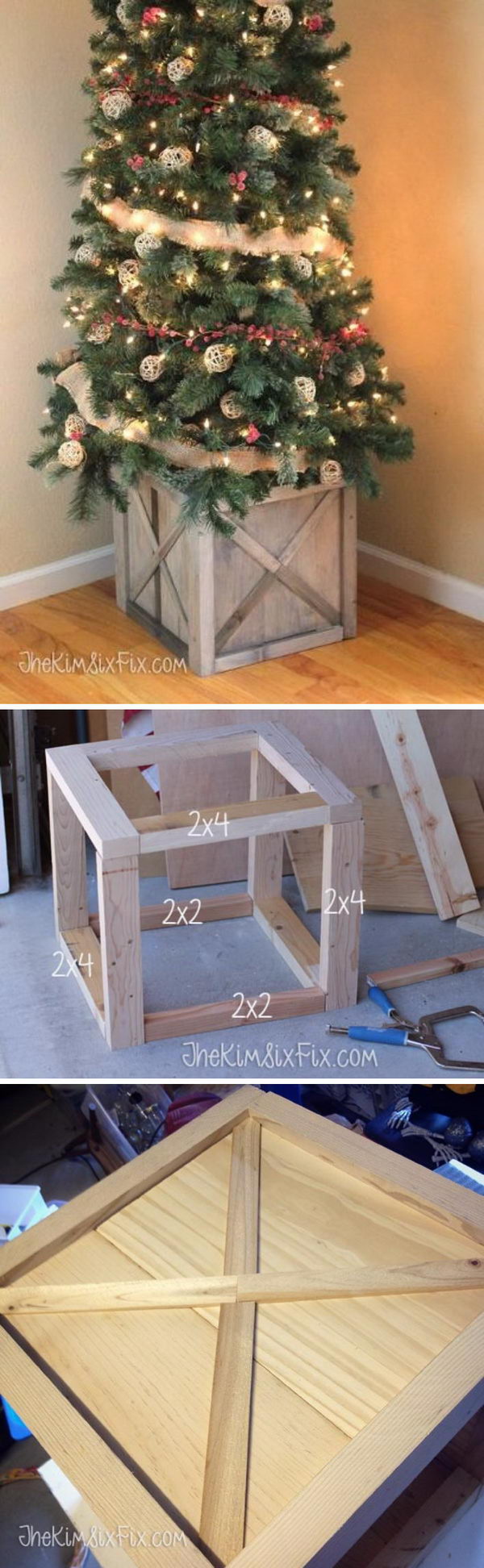 Scrap Wood Crate Christmas Tree Stand.