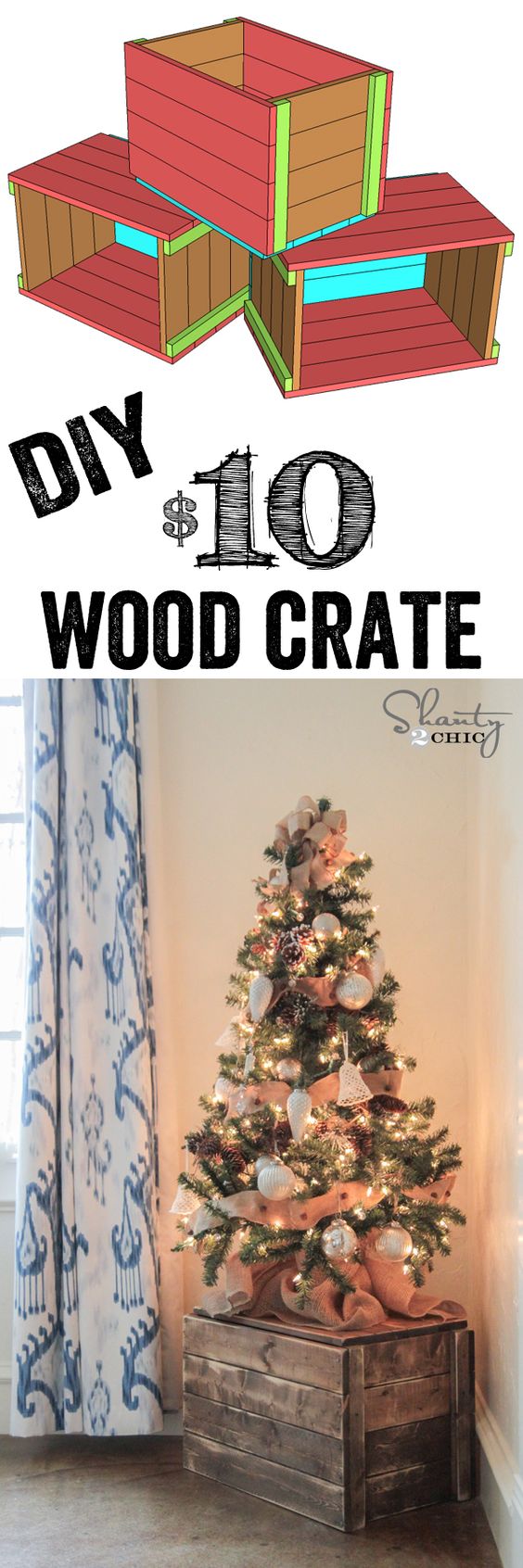 DIY Crate Christmas Tree Stand.