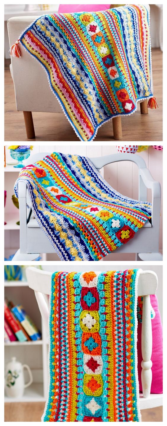 Free Sampler Blanket Crochet Pattern.