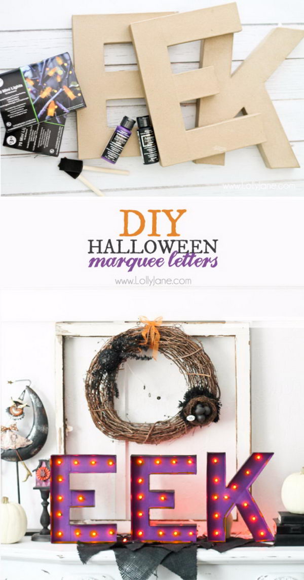 DIY Halloween Marquee Letters.