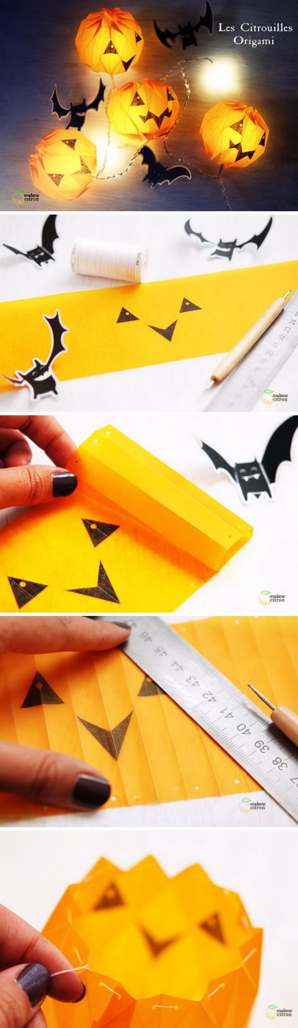 Pumpkin Origami Lights For Halloween.