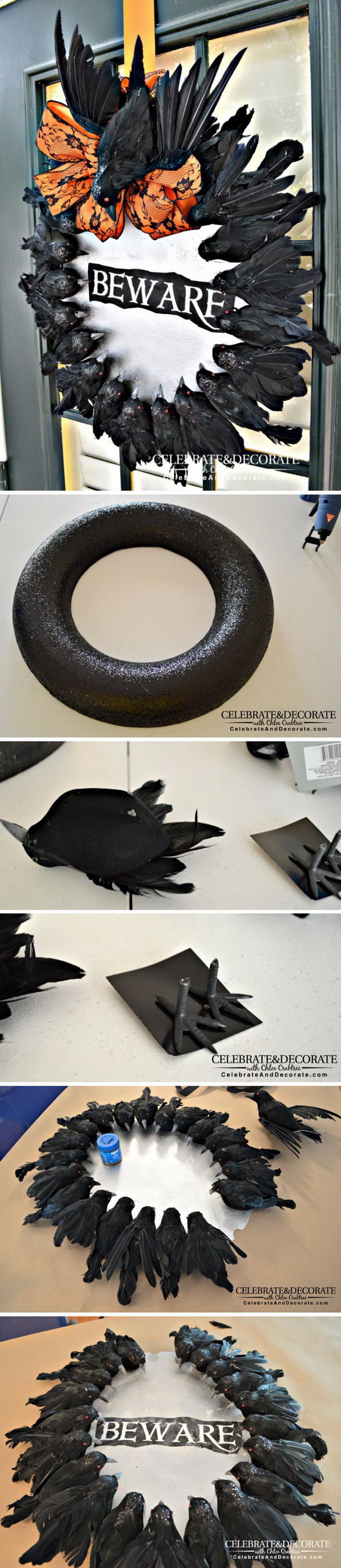 DIY Halloween Wreath With Creepy Dollar Store Crows.