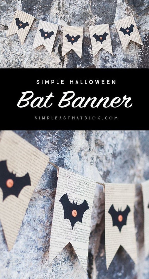 Bat Book Page Banner For Halloween.