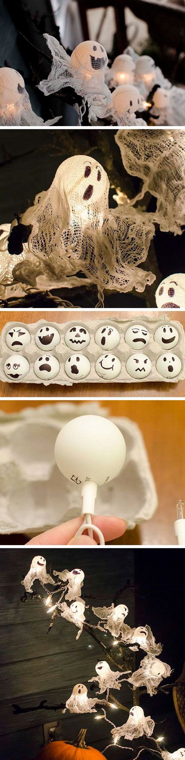 DIY Ping Pong Ball Ghost Lights.