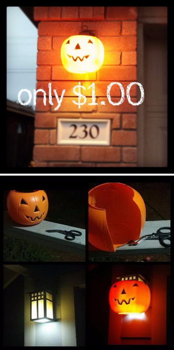$1 Pumpkin Porch Light Cover.