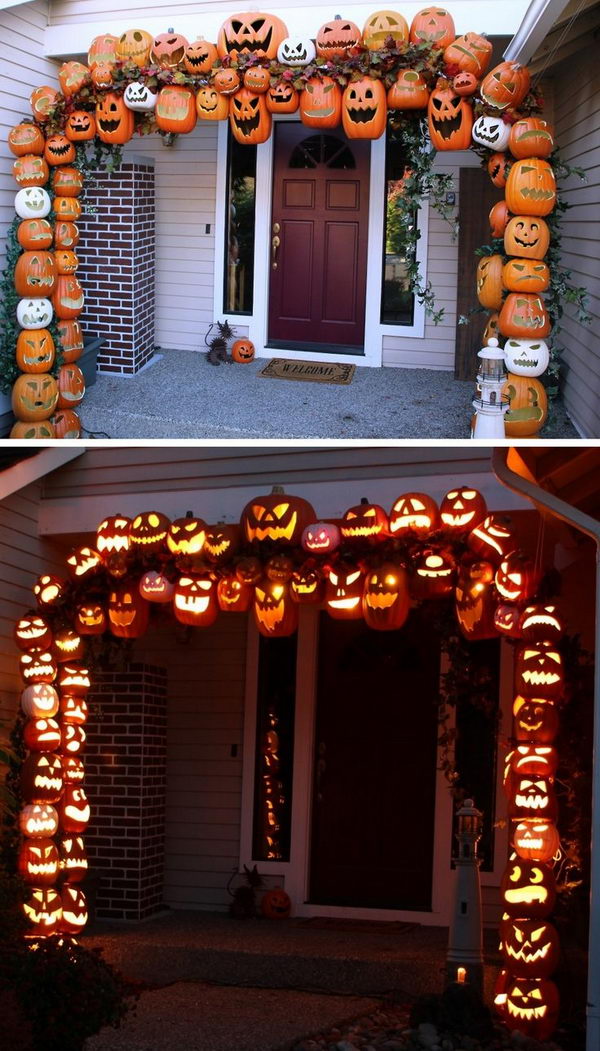 Illuminated Halloween Pumpkin Arch.