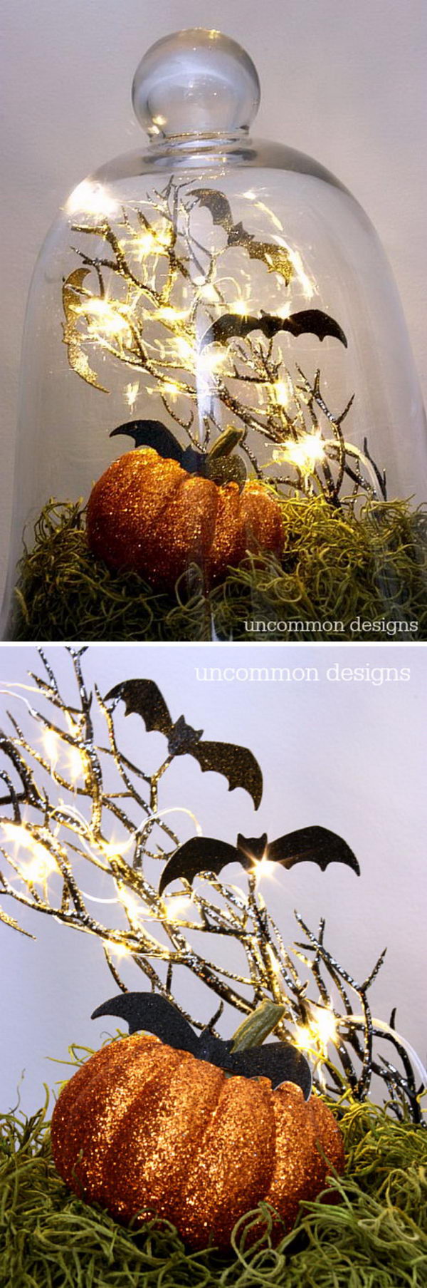 Halloween Bats in a Glass Cloche.