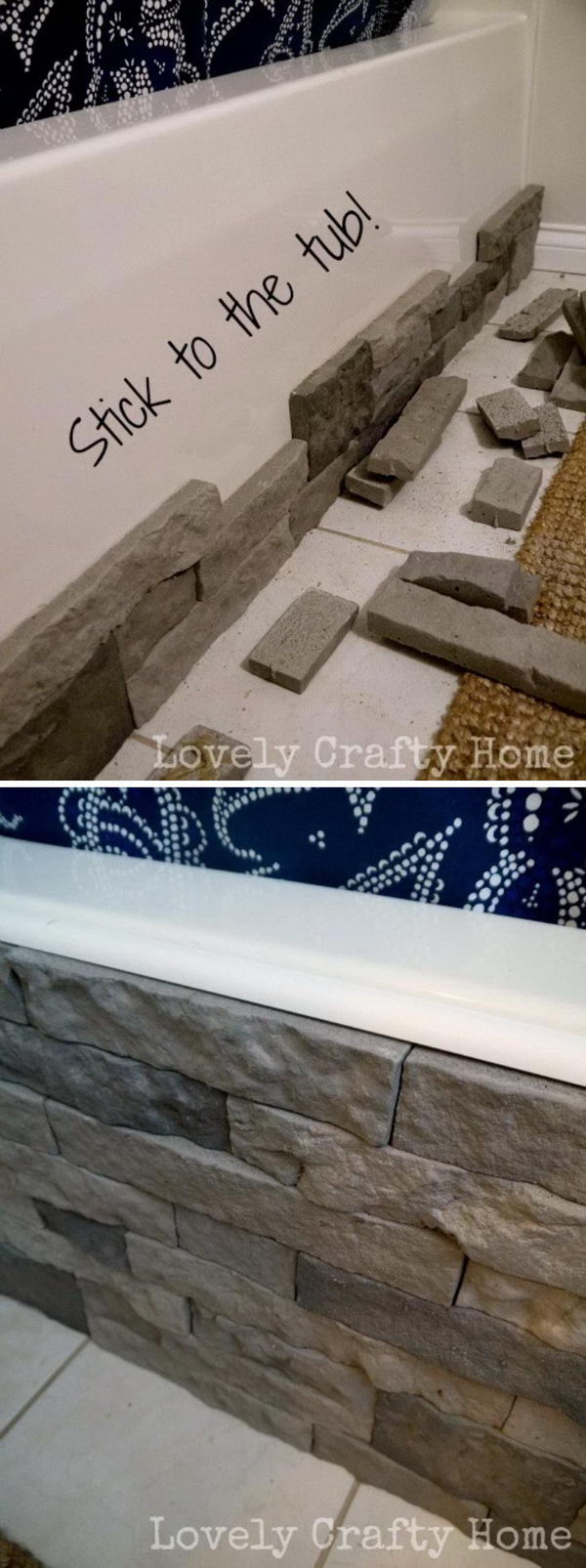 Cover an Ugly Bathtub With Faux Stone.