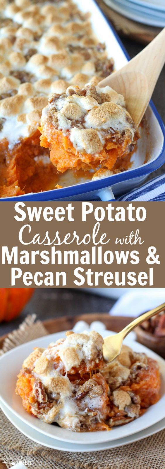 Sweet Potato Casserole with Marshmallows and Streusel.