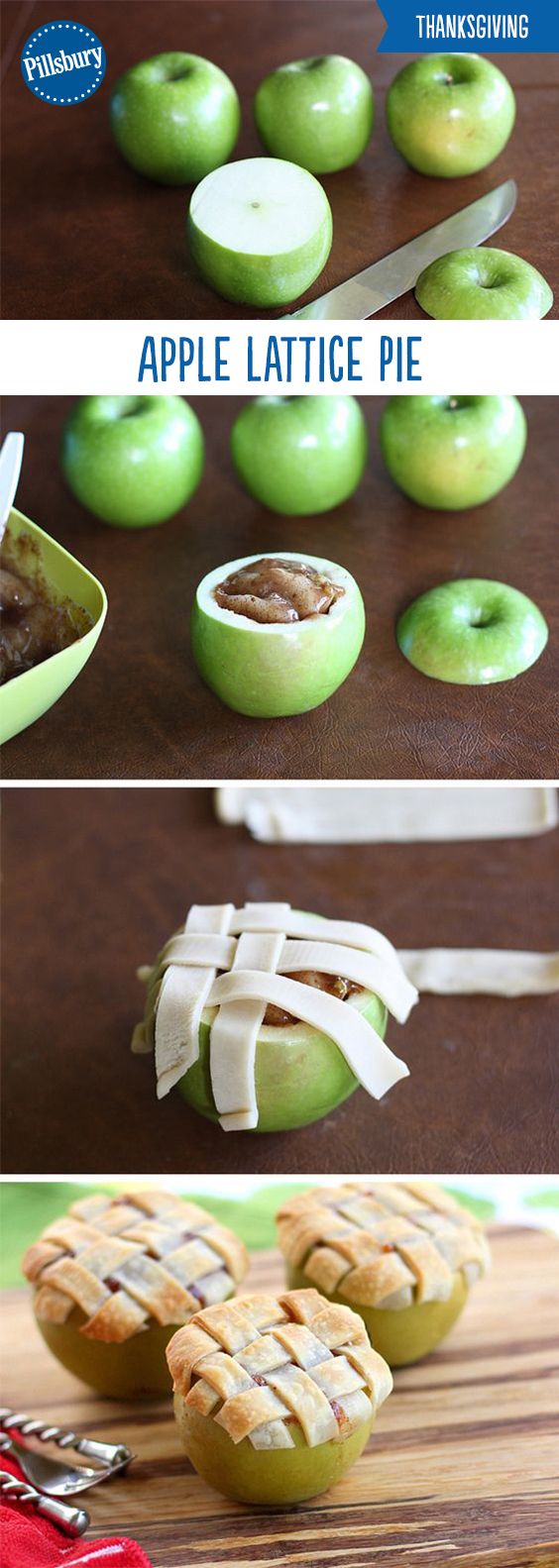 Apple Lattice Pie Baked in an Apple.